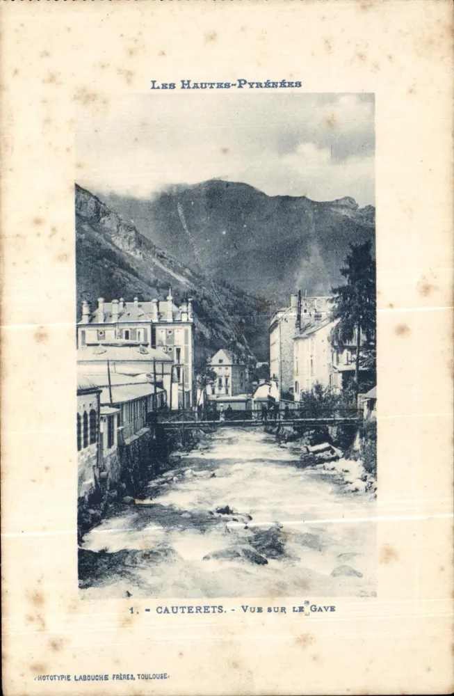 Cauterets — Blick auf den Gave — Phototypie Labouche Frères, Toulouse, n°1 - Vorderseite