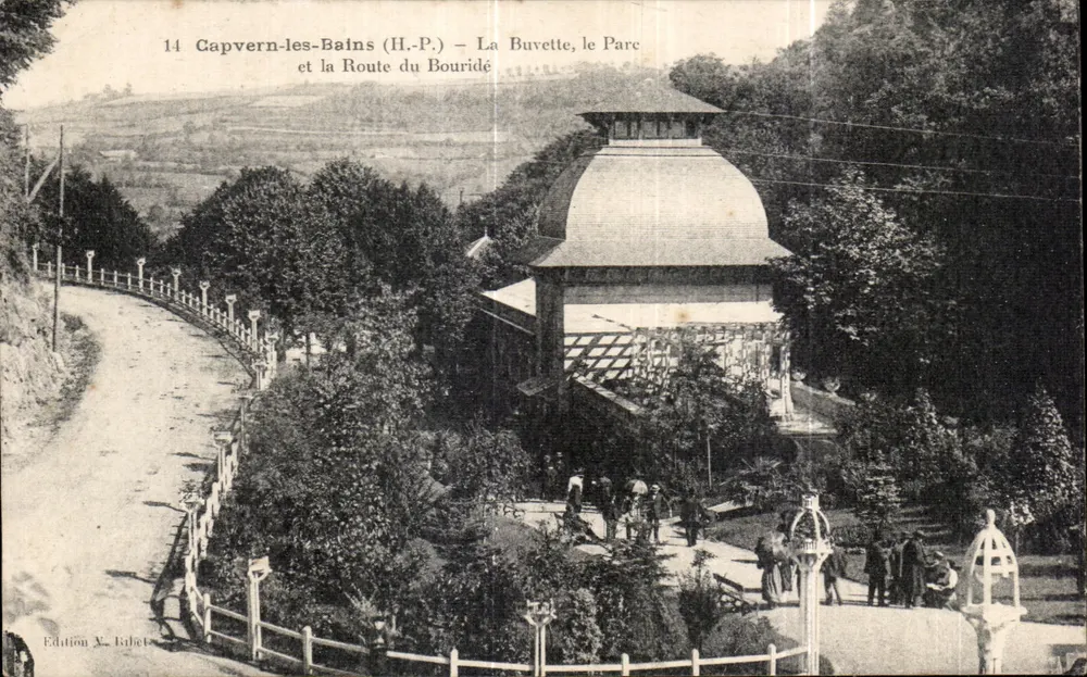 Capvern-les-Bains (H.-P.) — Die Kaffeestube, der Park und die Route du Bouridé — Ausgabe Y. Ribats - Vorderseite