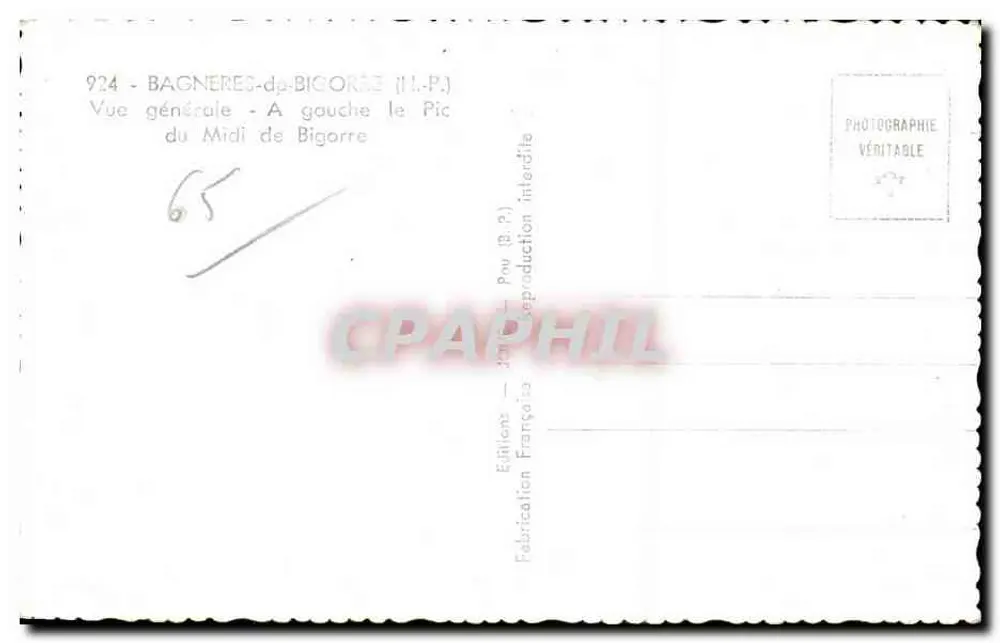 Bagnères-de-Bigorre — Allgemeiner Blick — Links der Pic de Bigorre — Französische Editionen - Rückseite