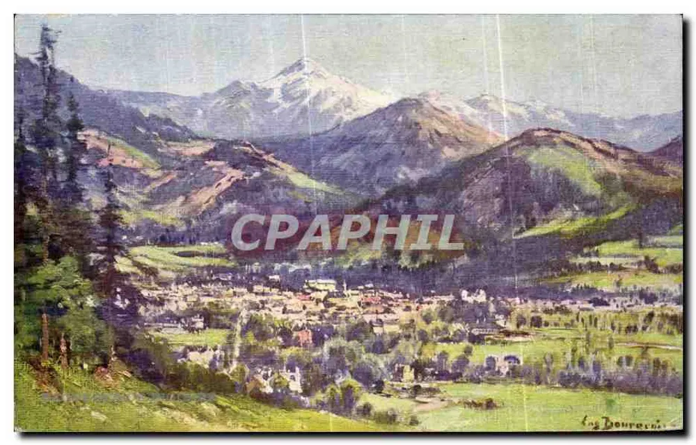 Bourgeois — Vista panorâmica das Pirineus — Marcuse & Streit, Série XVII, N°3 - Frente
