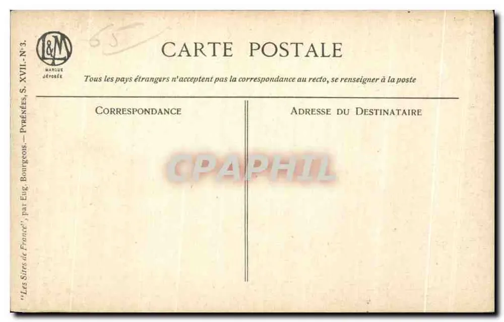 Bourgeois — Vista panorâmica das Pirineus — Marcuse & Streit, Série XVII, N°3 - Verso