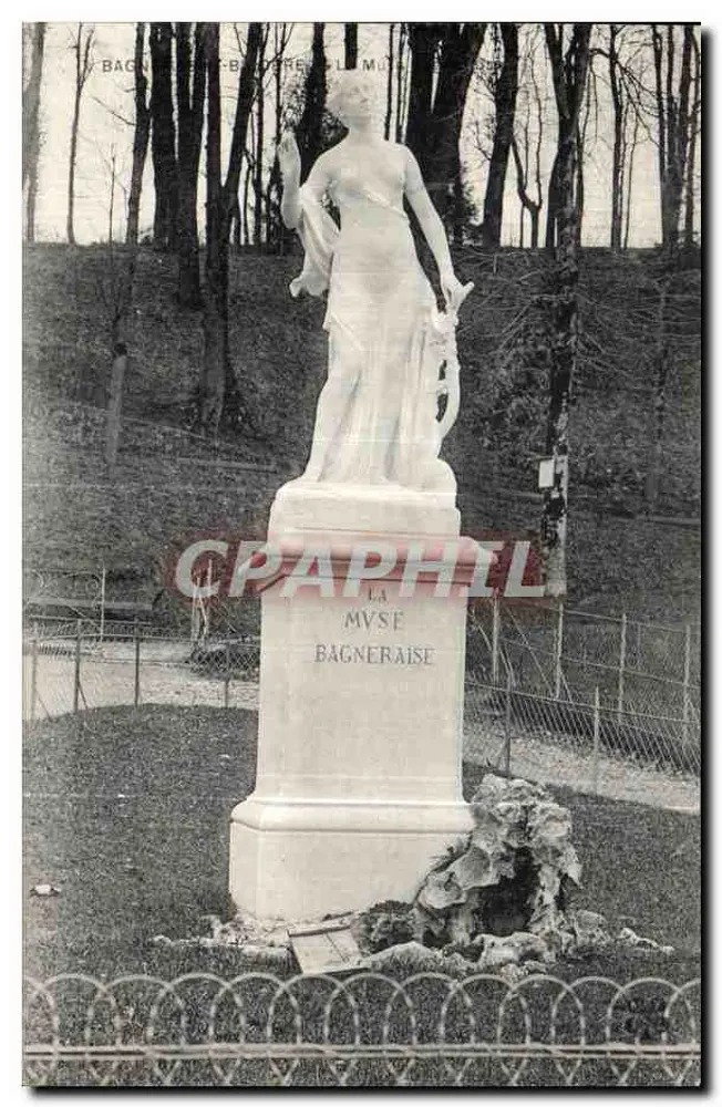 A Musa Bagnérais — estátua em mármore em um parque florestal — Bagnères-de-Bigorre, França - Frente