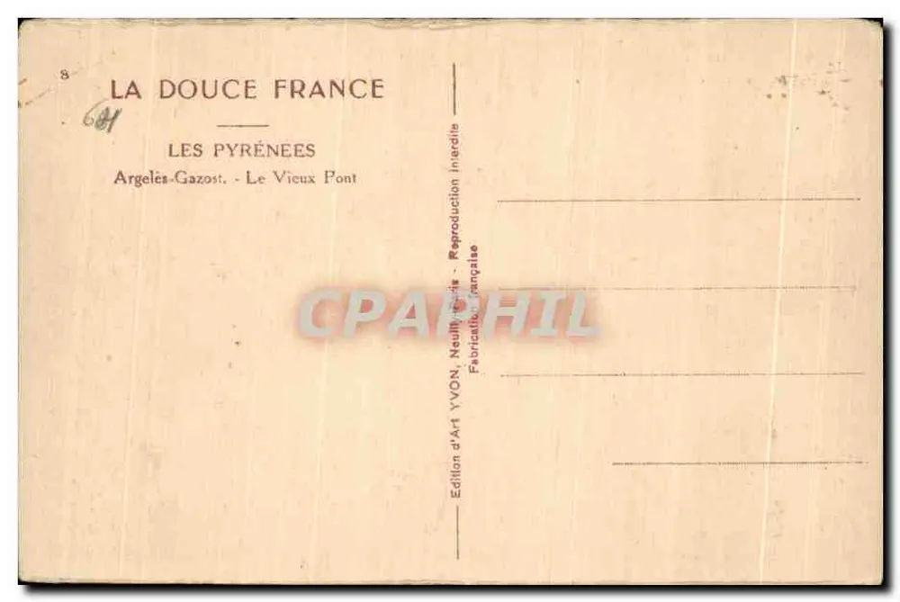 Argelès-Gazost — Le Vieux Pont — Art Edition YVON - Rückseite