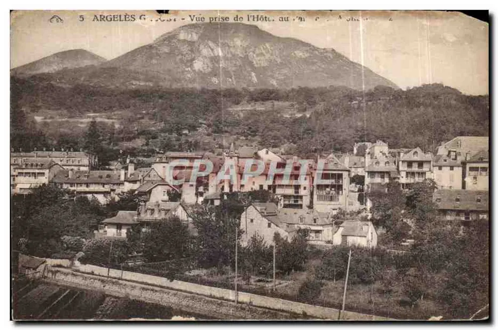 Argelès-Gazost — Ansicht vom Hotel am Gipfel — unbekannter Verlag, Nr. 5 - Vorderseite