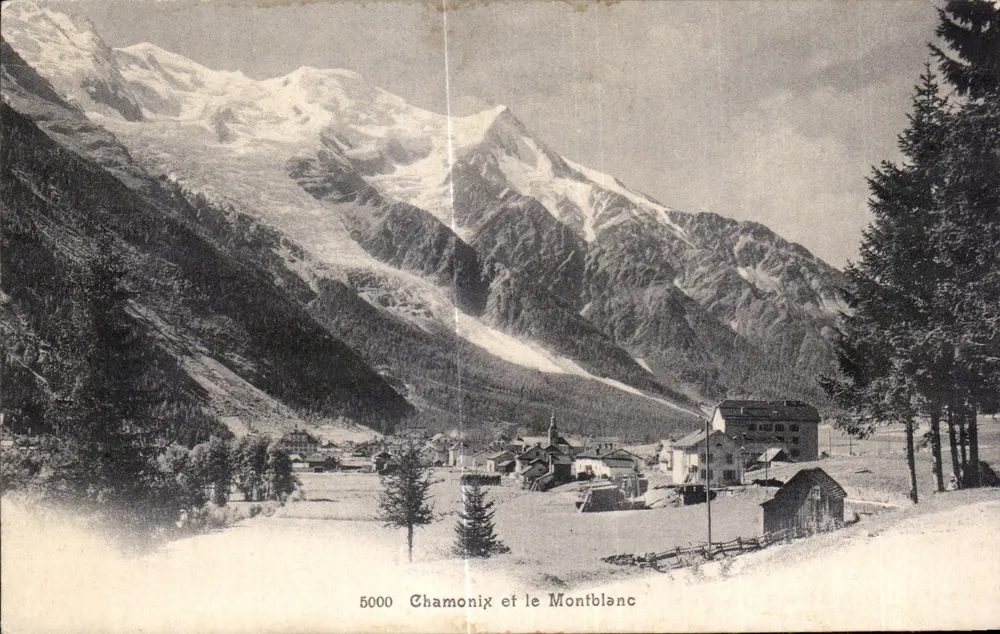 Chamonix e o Montblanc — vista panorâmica — Photographie-Verlag Wehrli A.-G., Kilchberg, Zürich - Frente
