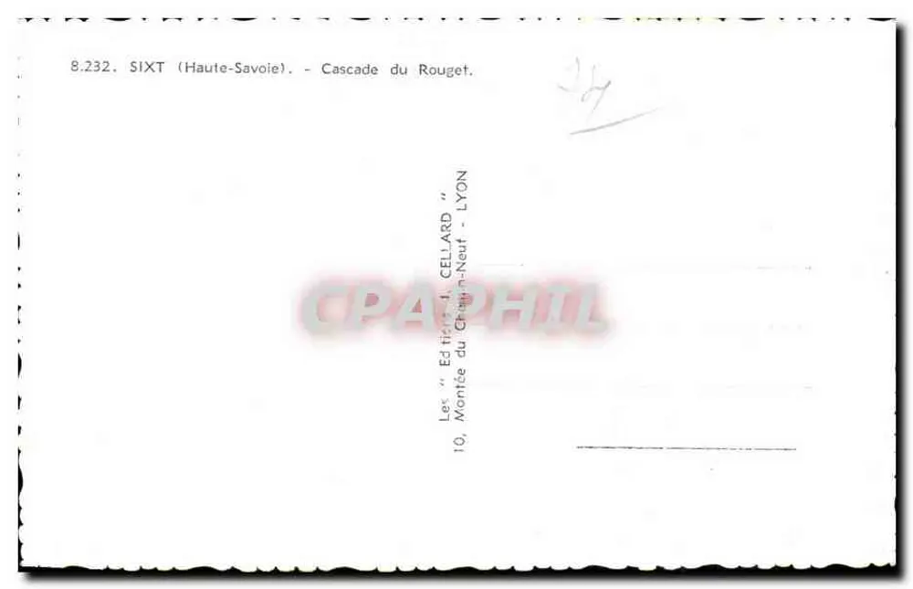 SIXT (Alta Saboia) — Cachoeira do Rouget — Éditions Cellard, Lyon - Verso