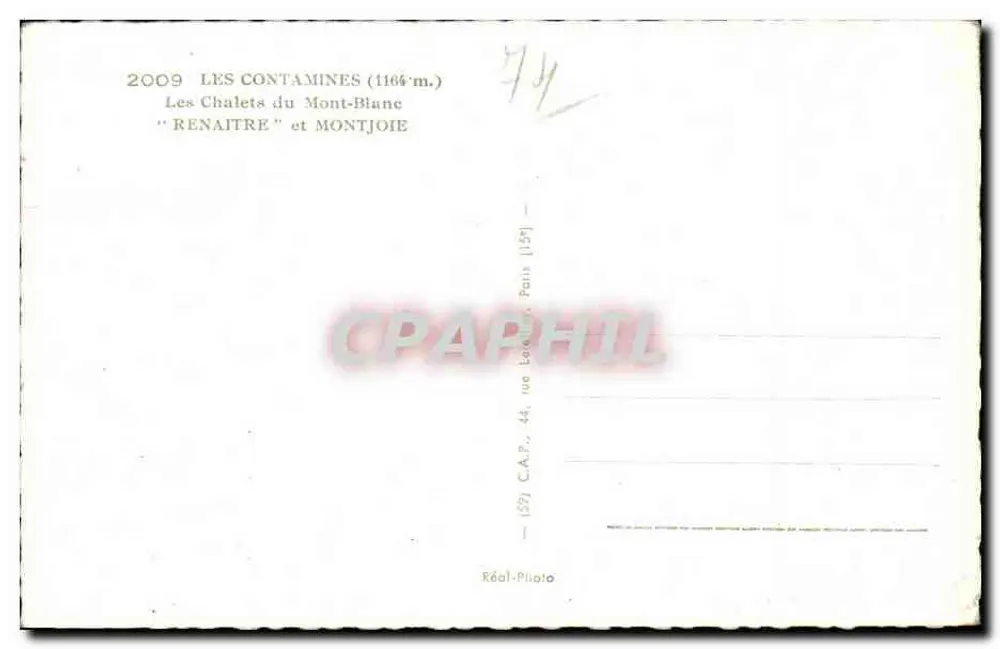 Les Contamines (1166 m.) — Die Chalets des Mont-Blanc "Renaitre" und Montjoie — C.A.P. Paris - Rückseite