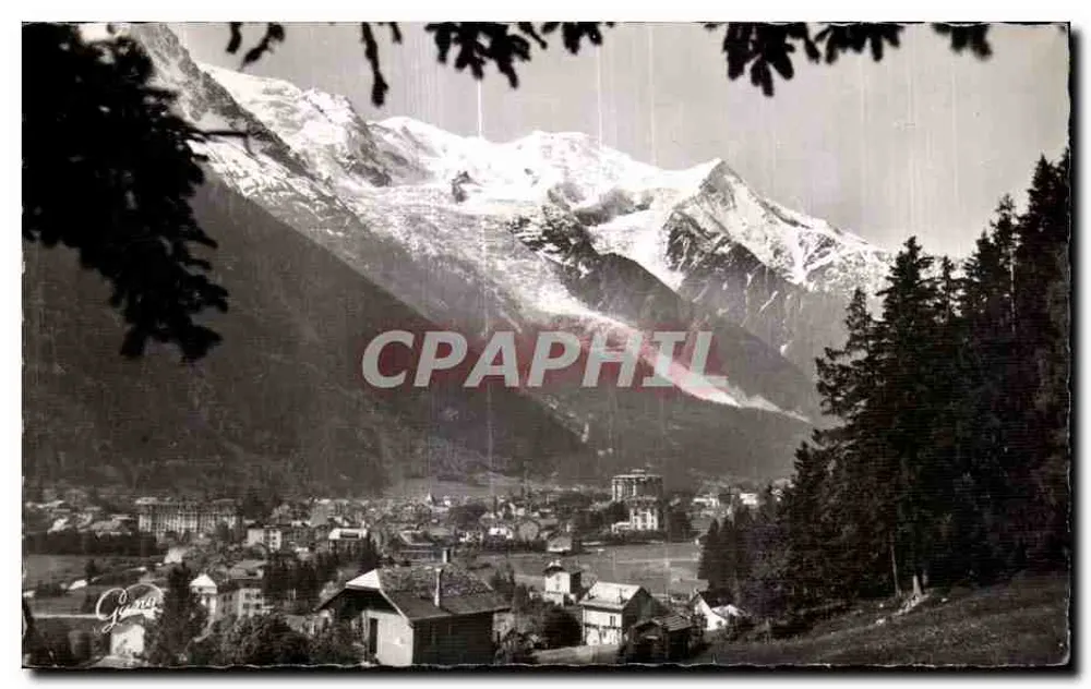 Chamonix-Mont-Blanc — Allgemeiner Blick und der Mont-Blanc (4.807 m.) — Echte Fotografie, n° 3.501 - Vorderseite