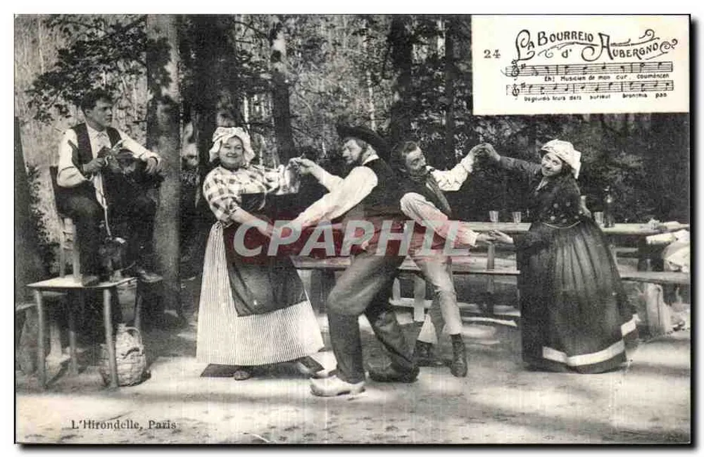 L'Hirondelle, Paryż — Scena tańca folklorystycznego — wydawca La Bourreid Huberono - Awers