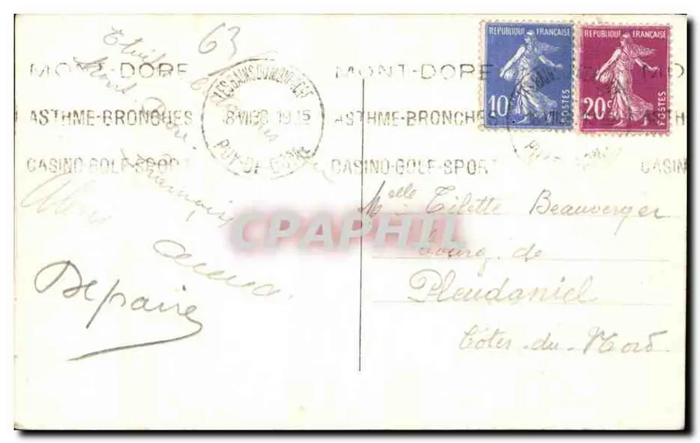 Mont Dore — Funicular do Capucin — n° 78 - Verso