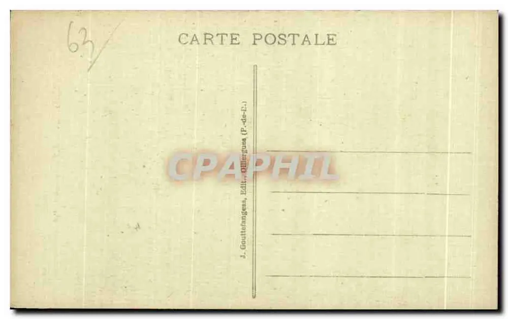 Auvergne — Dorfszene mit Paar in traditioneller Kleidung — J. Gouttefangens, Verlag Ollierguesa (P.-de-F.) - Rückseite