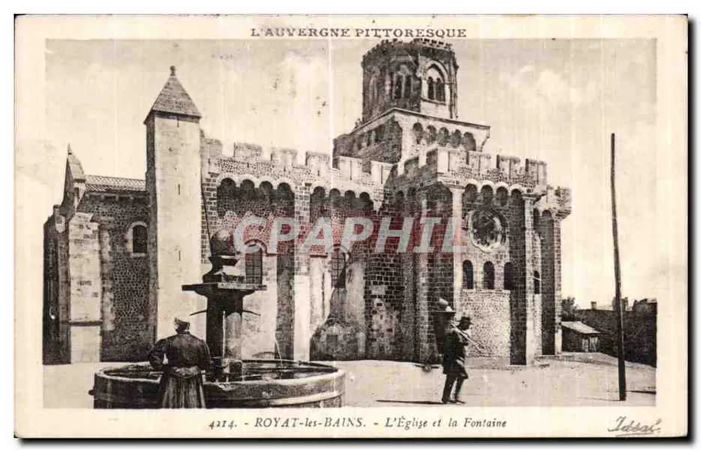 Royat-les-Bains — Die Kirche und die Fontäne — Editions J. Ideal - Vorderseite