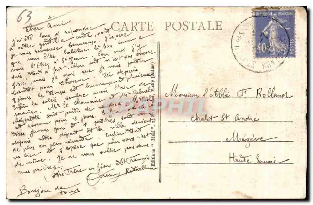 Clermont-Ferrand — Rue des Gras et la Cathédrale — Éditions 'Idali' n°4015 - Rückseite