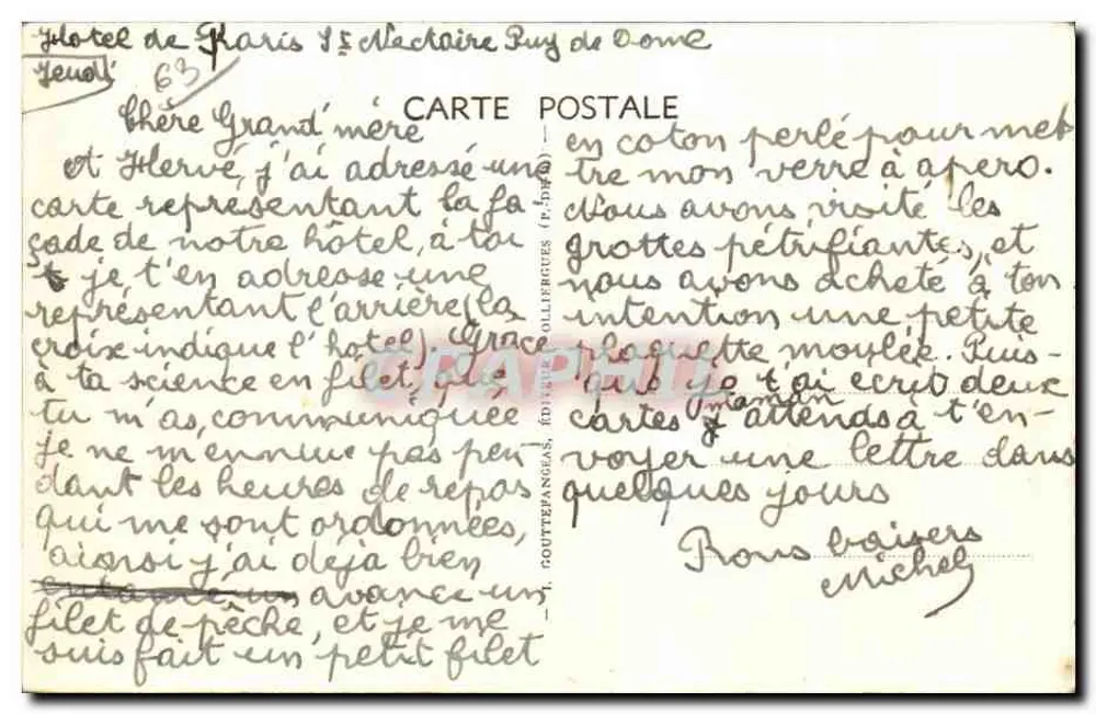 Saint-Nectaire-les-Bains — Os Hotéis — G.D'O. 516 - Verso