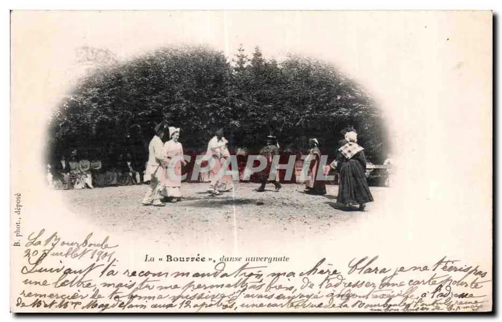 A « Bourrée », dança auvergnata — La Bourboude, 30 de julho de 1901 — B. fot. depositado - Frente