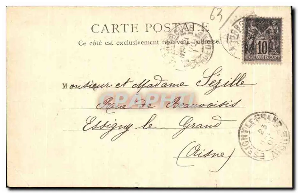 La Bourboule — Estabelecimento Termal — A Grande Buvette — 21 de julho de 1901 - Verso