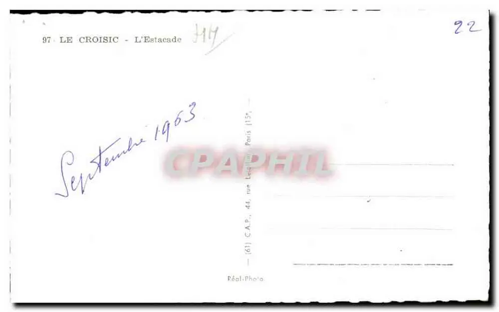 Le Croisic - L'Estacade — editor C.A.P. Paris - Verso