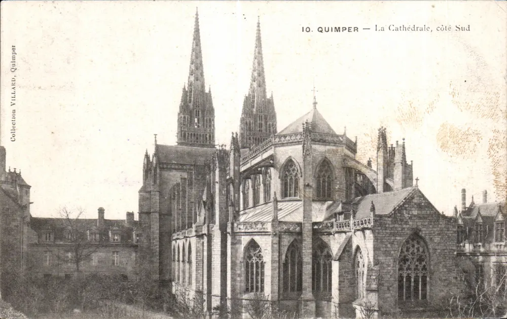 Quimper — A Catedral, lado Sul — Coleção VILLARD, Quimper - Frente