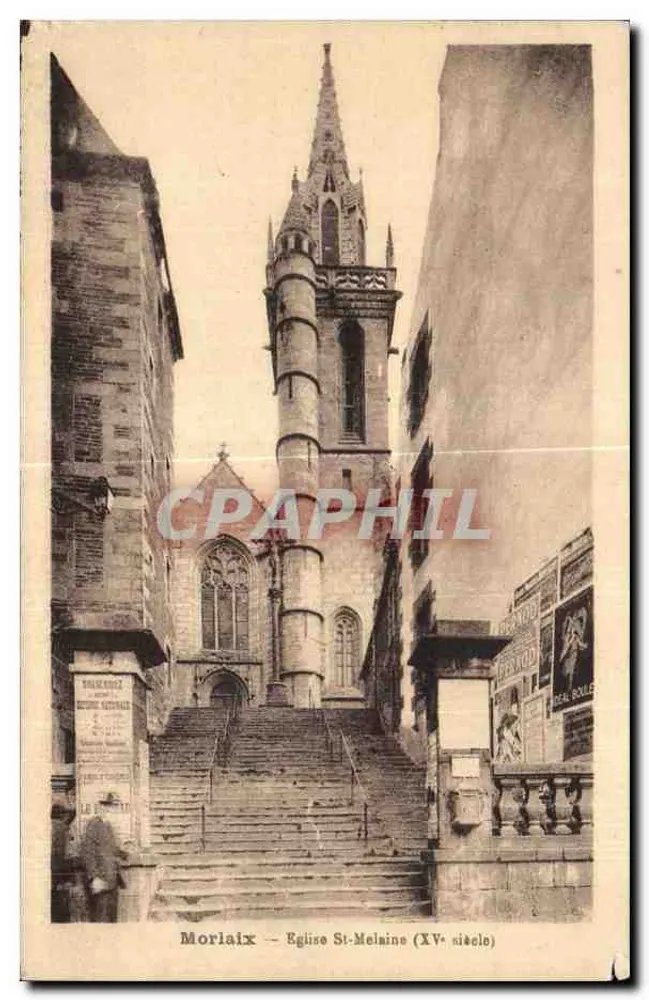 Morlaix — Église Saint-Melaine (XVe siècle) — Édit. Courvil, Morlaix - Frente
