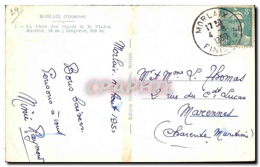 Morlaix (Finistère) — O Viaduto — Edição Morlaix, n°1 - Verso