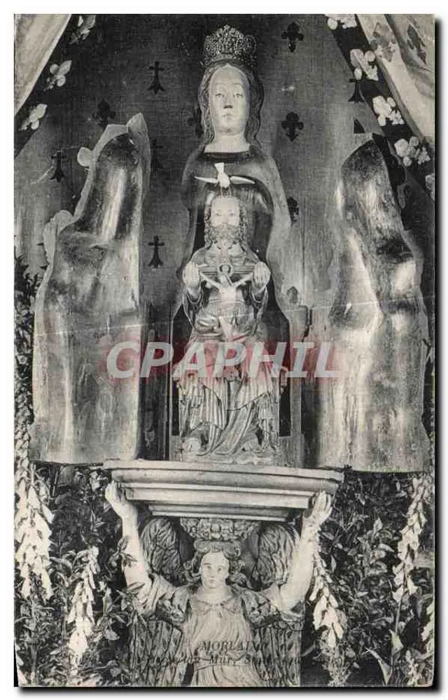 Virgem com o Menino — estátua esculpida — Morlaty, Mure, Sainte-Marie - Frente