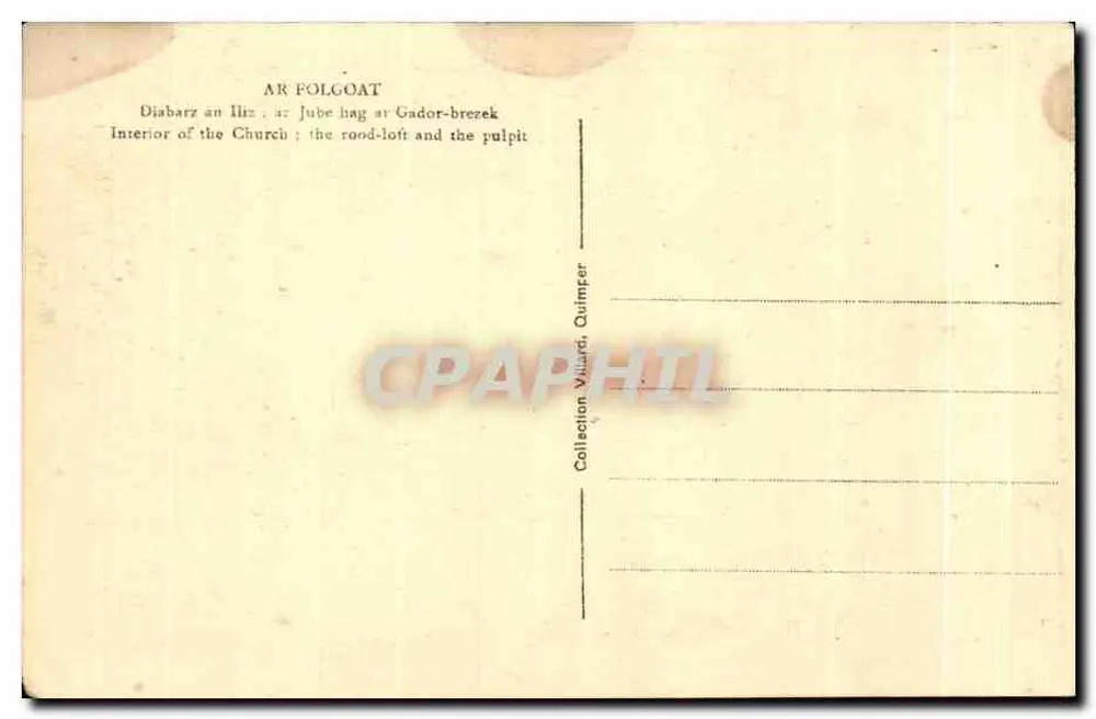 Innenansicht der Kirche von Litz — Galerie und Kanzel — Collection Villard, Quimper - Rückseite