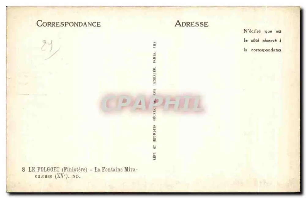 Le Folgoët (Finistère) — Die Wunderquelle — Imp. Letellier, Paris - Rückseite