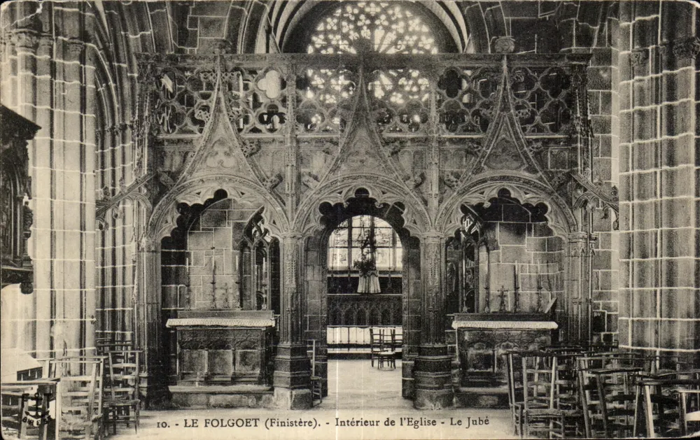 Le Folgoët (Finistère) — Innenansicht der Kirche — Der Chorvorhang — Verlag impr. B. Lefebvre, Nr. 10 - Vorderseite