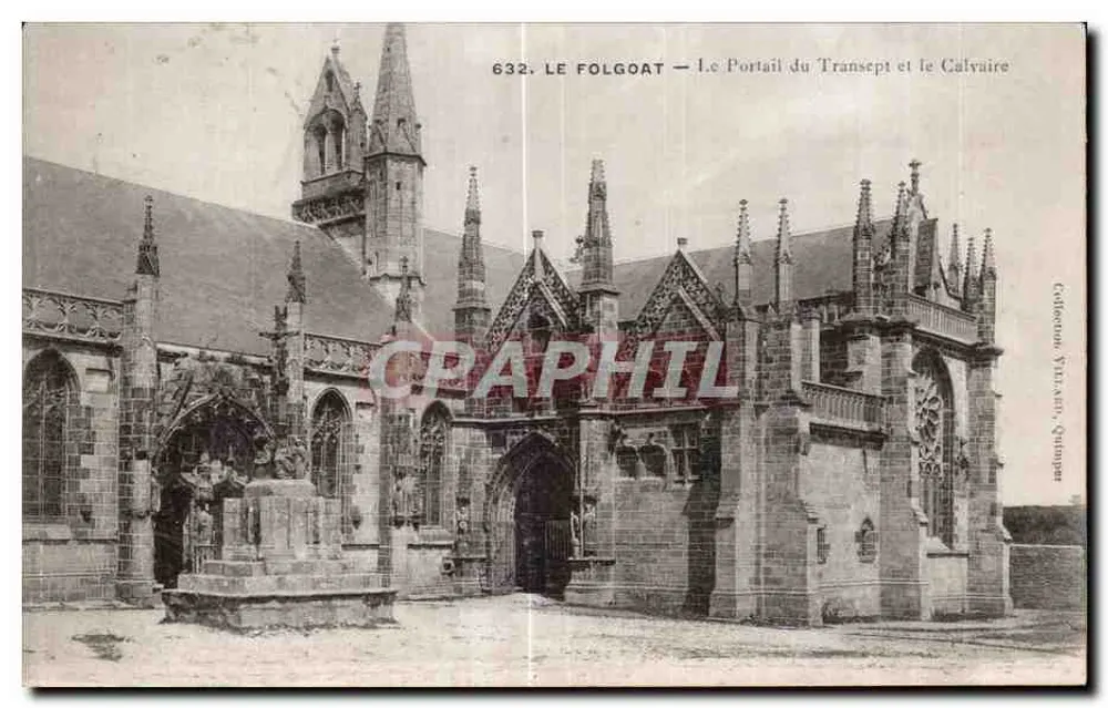 Le Folgoat — Der Portal des Transept und der Calvary — Verleger VILLARD, Quimper, n° 632 - Vorderseite