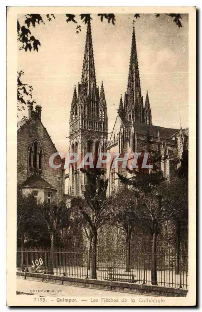 Quimper — Ansicht der Kirchtürme der Kathedrale — Quimper N° 7195 - Vorderseite