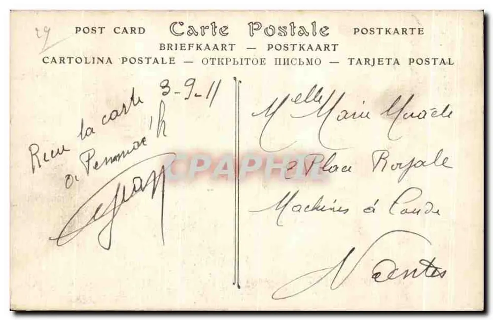 Primel (Finistère) — Die Spitze, Felsen der Cbaise während eines Sturms — Verlag AD, Nr. 747 - Rückseite