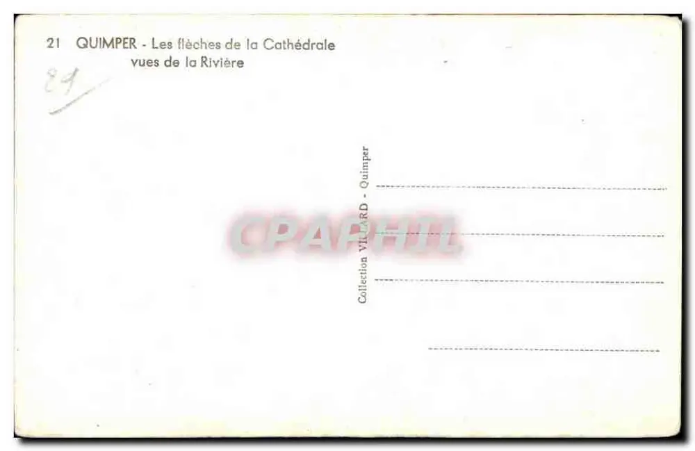 Quimper - Die Kirchtürme der Kathedrale von der Flussseite gesehen — Sammlung VITARD - Quimper, Nr. 21 - Rückseite
