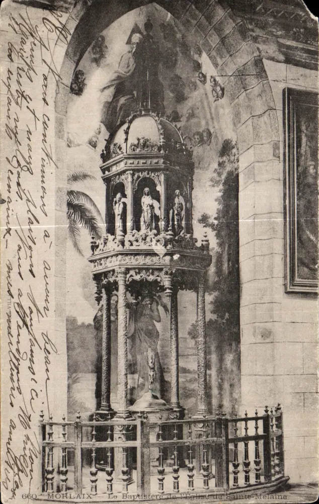 Morlaix — Der Taufbau der Kirche Sainte-Melaine — Antike Ansichtskarte n°660 - Vorderseite