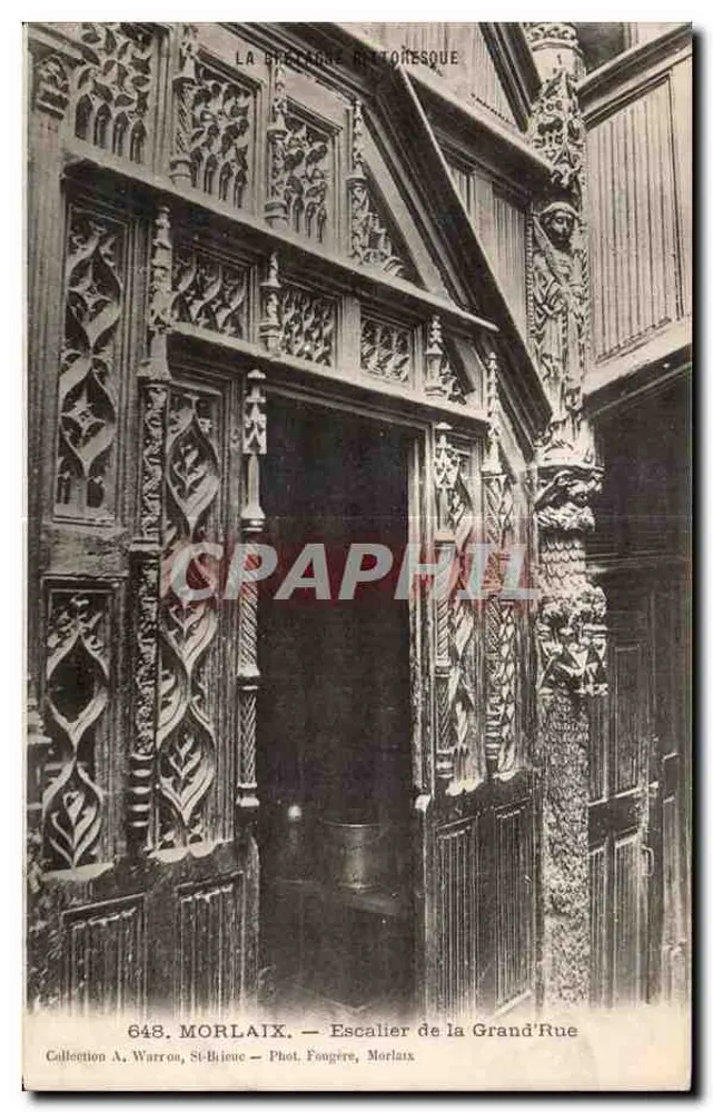 Morlaix — Escada da Grand'Rue — Coleção A. Warron, Fot. Fougière - Frente