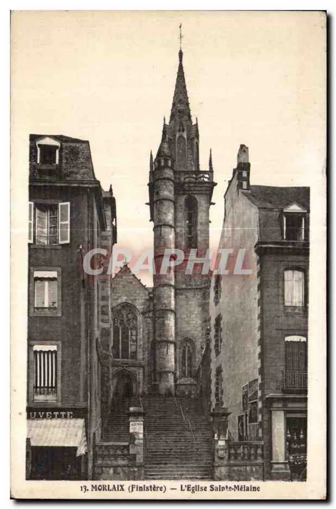 Morlaix (Finistère) — A Igreja de Santa Mélaine - Frente