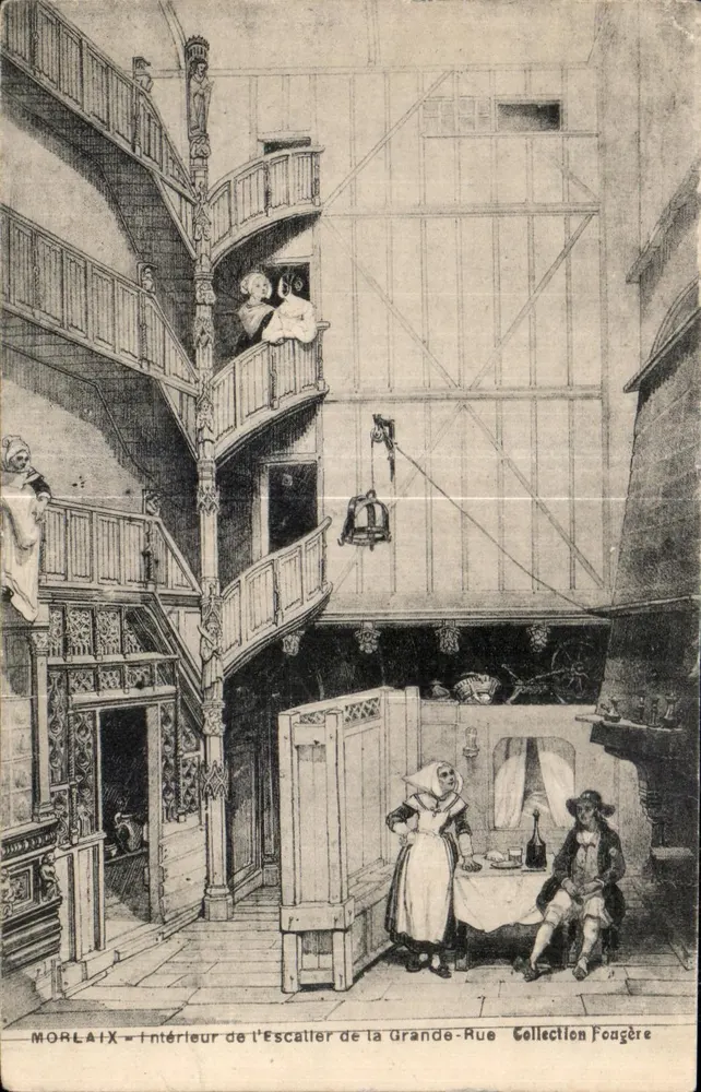 Morlaix — Innenansicht der Treppe in der Grande-Rue — Sammlung Fougère - Vorderseite
