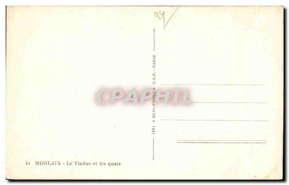 Morlaix - O Viaduto e os cais — editor C.A.P. Paris, n° 41 - Verso