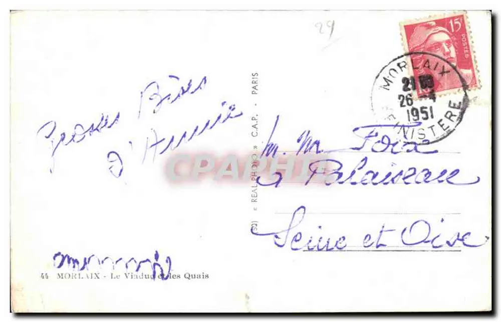 O Viaduto e os Quais em Morlaix — editora « REAL PHOTO » - Verso