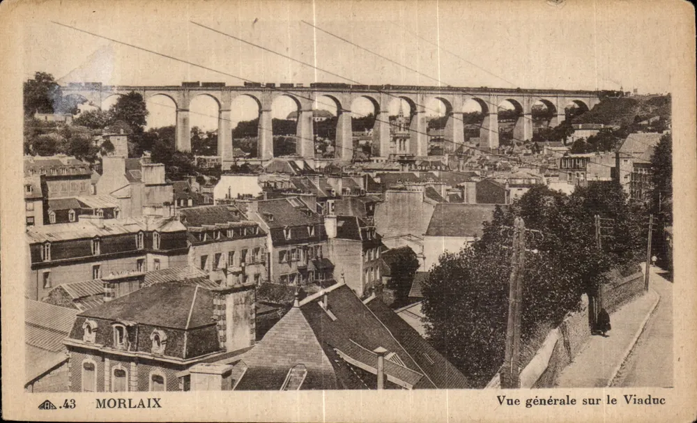 Morlaix — Vista geral sobre o Viaduto — Cité des Arts Photomécaniques, n° 43 - Frente