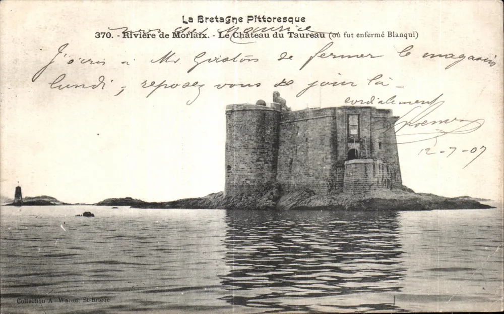 Fluss von Morlaix — Schloss des Bullen (wo Blanqui gefangen gehalten wurde) — La Bretagne Pittoresque, n°370 - Vorderseite