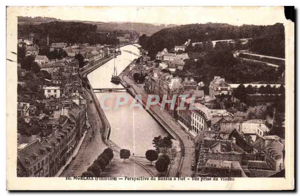 Morlaix (Finistère) — Perspektive des Bassins à Flot — Ansicht vom Viadukt - Vorderseite
