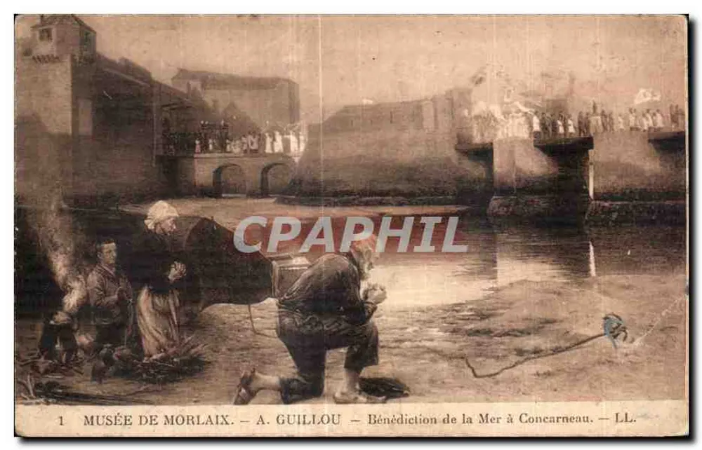 Bénédiction de la Mer à Concarneau — scène religieuse — Musée de Morlaix — A. Guillou — LL. - Recto