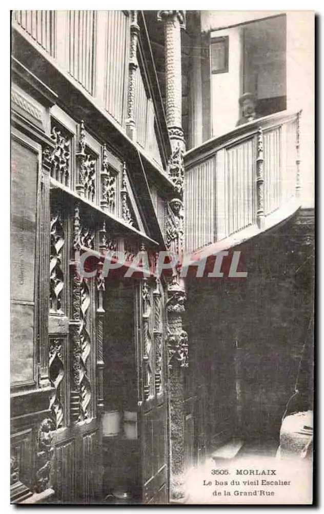 Morlaix — Der untere Teil der alten Treppe der Grand'Rue — unbekannter Verleger, Nr. 3505 - Vorderseite