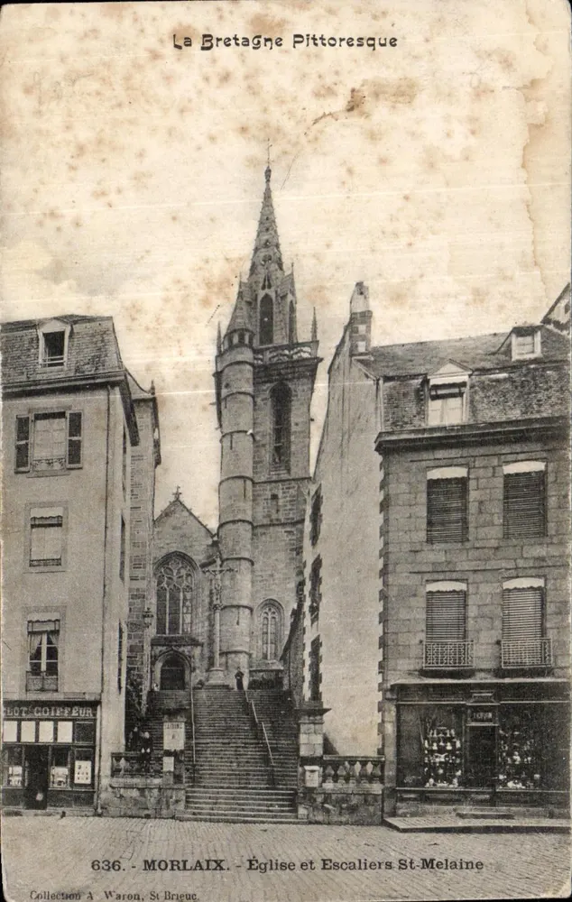 Morlaix — Kirche und Stiege St-Melaine — Sammlung A. Waron, St-Brieuc, Nr. 636 - Vorderseite