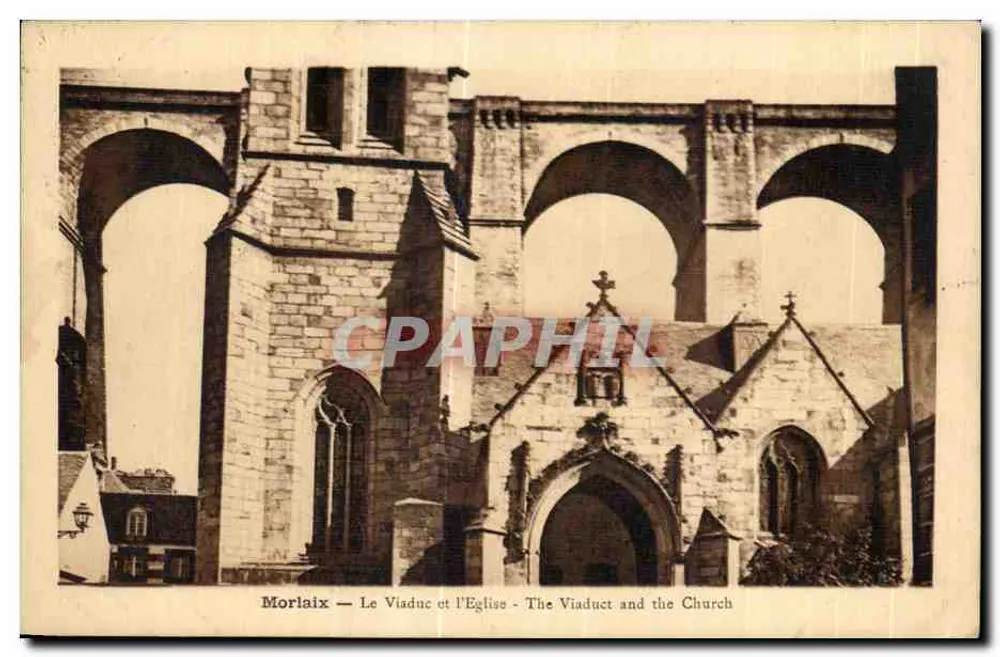 Morlaix — O Viaduto e a Igreja - Frente