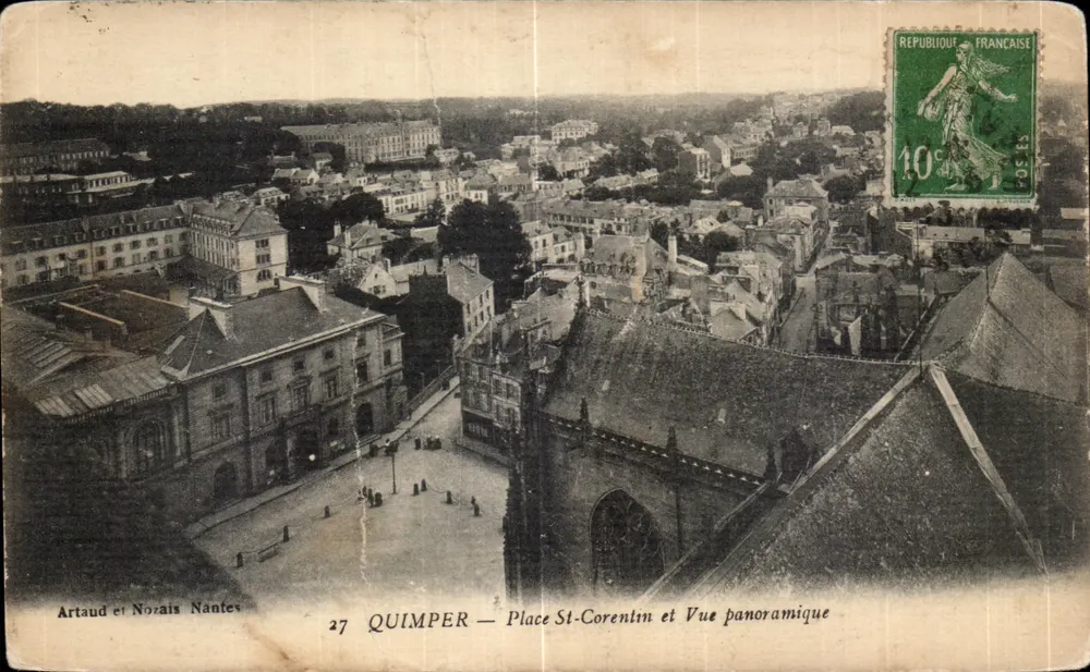 Quimper — Place St-Corentin und Panoramablick — Artaud et Nozais, Nantes, n°27 - Vorderseite