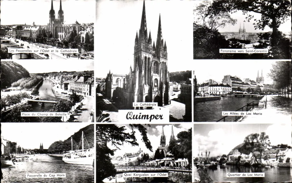 Quimper — Vista panorâmica com a Catedral — Edições Gaby - Frente