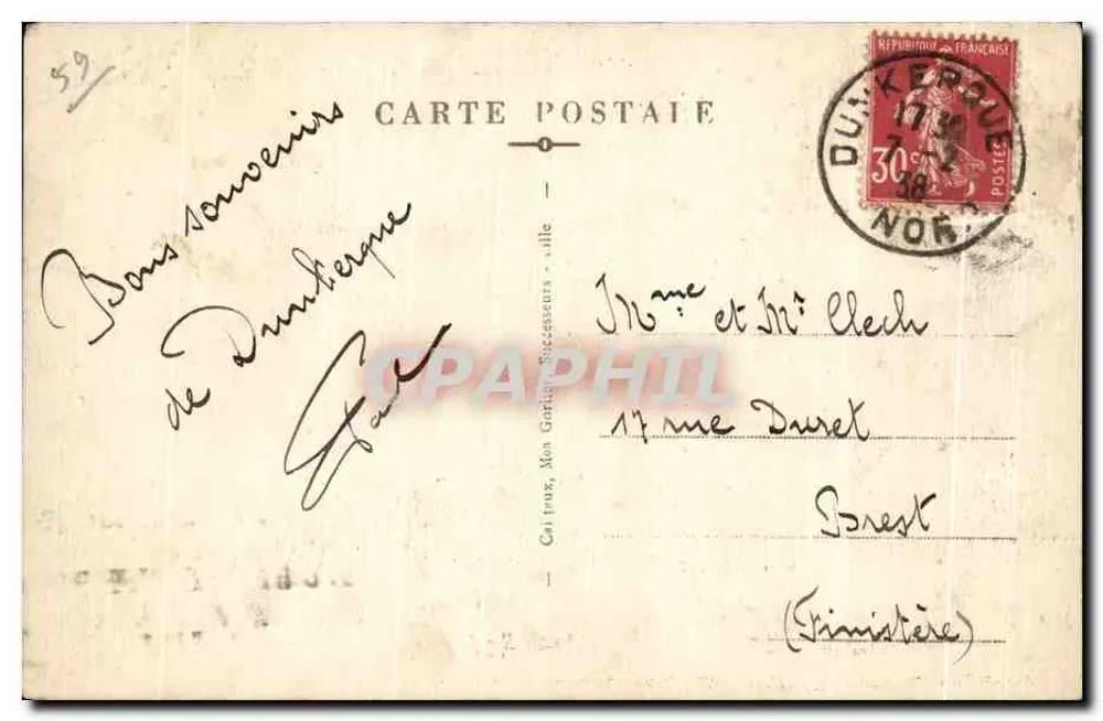 Dunkirchen — Denkmal für die Marine-Schützen E.C. — Verlag E.C. Nr. 26 - Rückseite