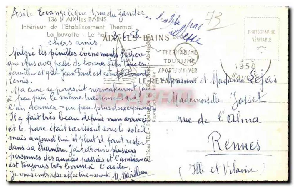 Innenraum des Thermalbades von Aix-les-Bains — Halle — Verlag Yèle - Rückseite