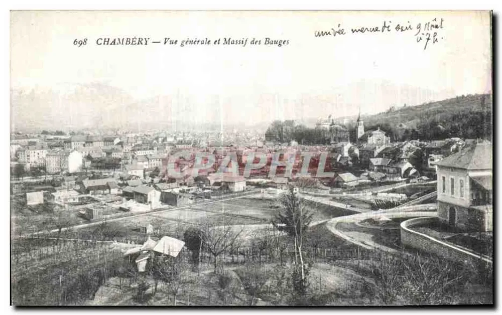 Chambéry — Allgemeiner Blick und Massiv der Bauges — E. Reynaud, n°698 - Vorderseite